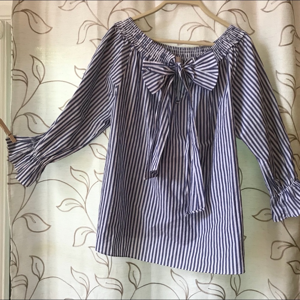 Striped 3/4 Sleeve Blouse